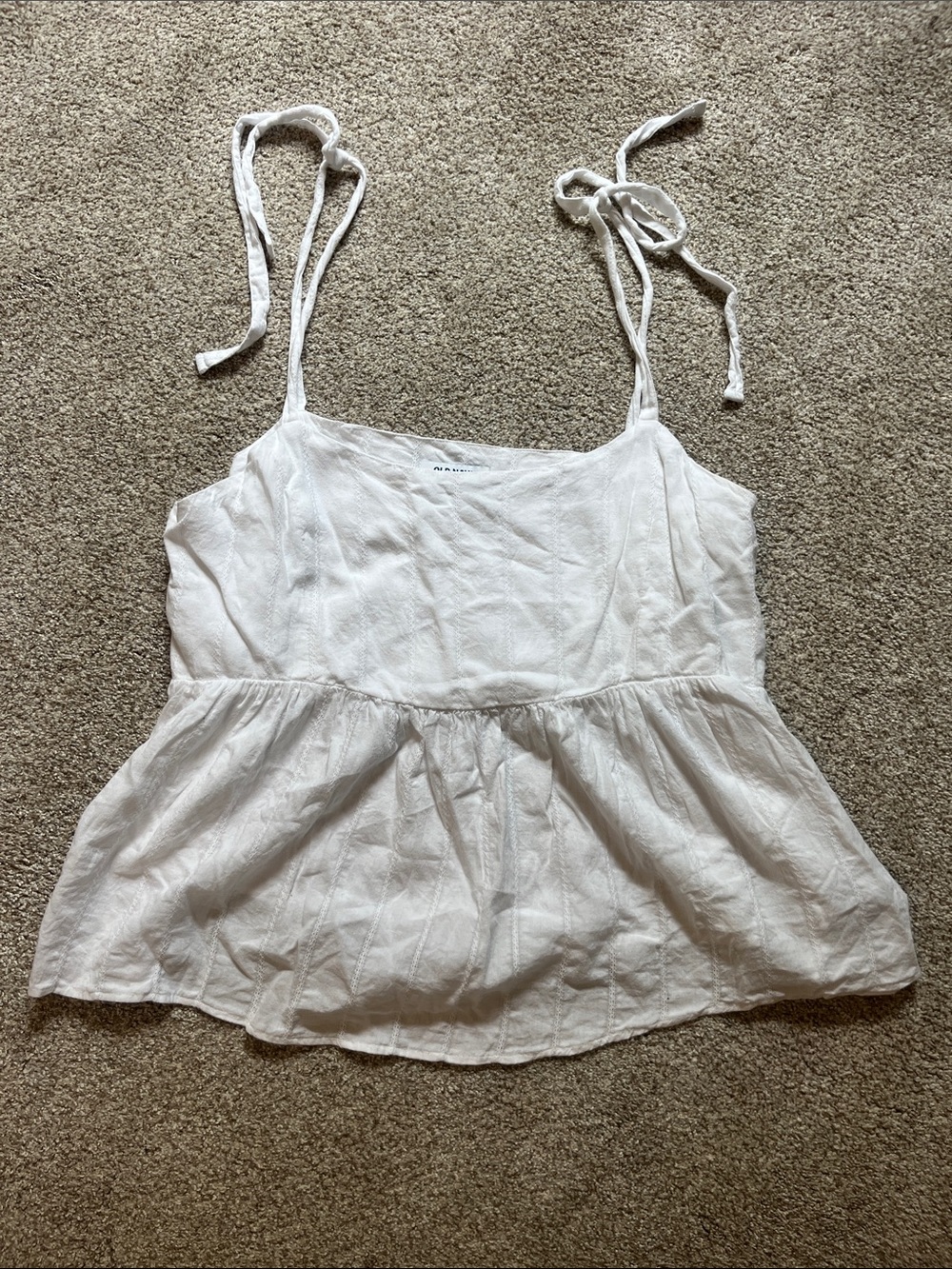 Lightweight White Tie-Strap Peplum Tank Top